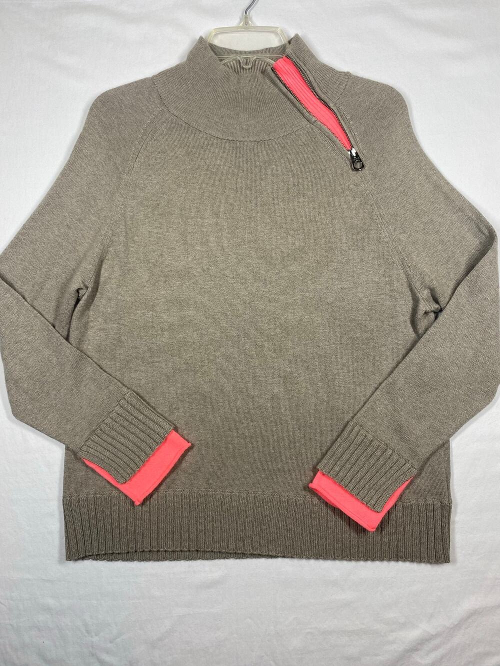 Lisa Todd Women's L Cuffed Up Sweater Mink Pink Contrasting Quiet Luxury Comfort